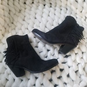 Sam Edelman Louis Fringe Booties in Black